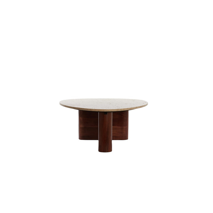 Mahelona Travertine Coffee Table - Sand & Brown Wood Light & Living 5