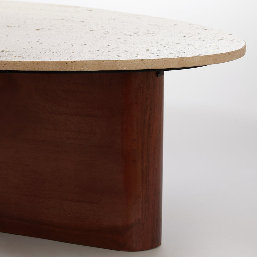 Mahelona Travertine Coffee Table - Sand & Brown Wood Light & Living 6