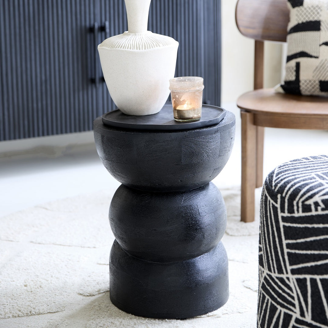 Azalio Wooden Side Table - Matte Black Light & Living 2