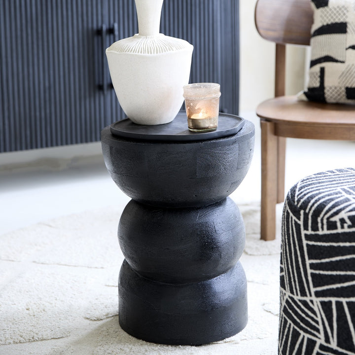 Azalio Wooden Side Table - Matte Black Light & Living 2