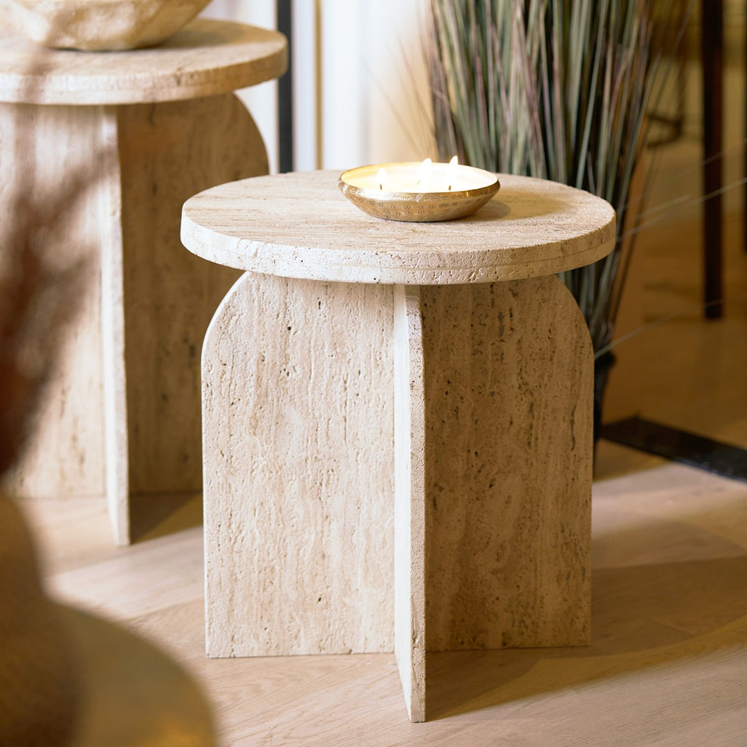 Otinia Travertine Side Table - Sand Light & Living 2