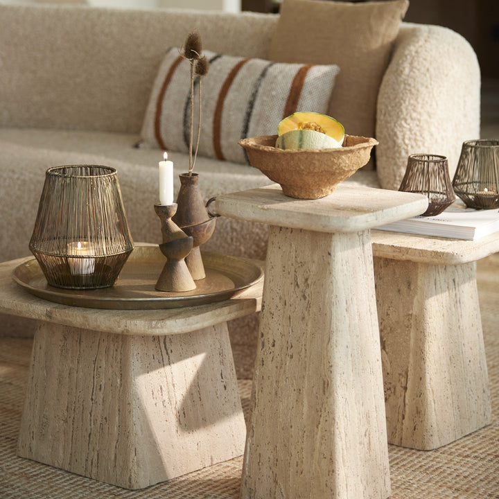 Kepami Travertine Square Coffee Table - Sand Light & Living 2