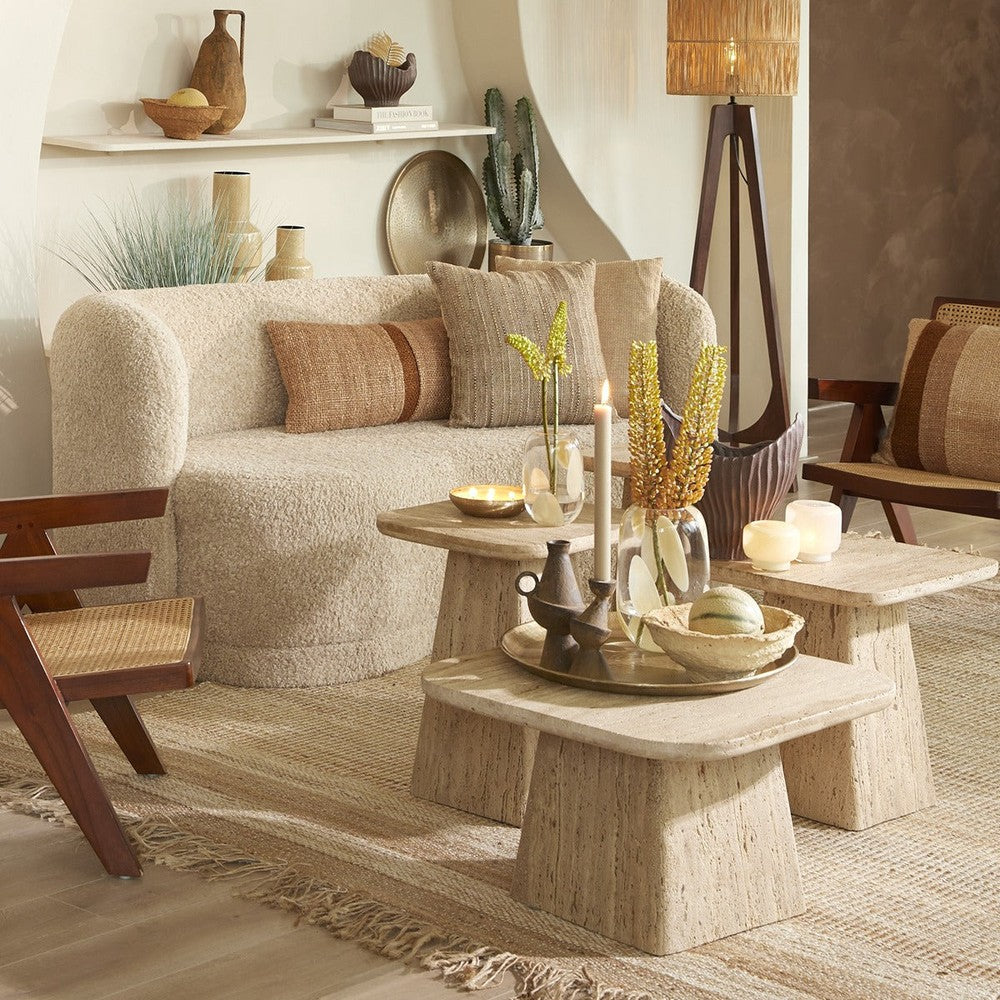Kepami Travertine Square Coffee Table - Sand Light & Living 3