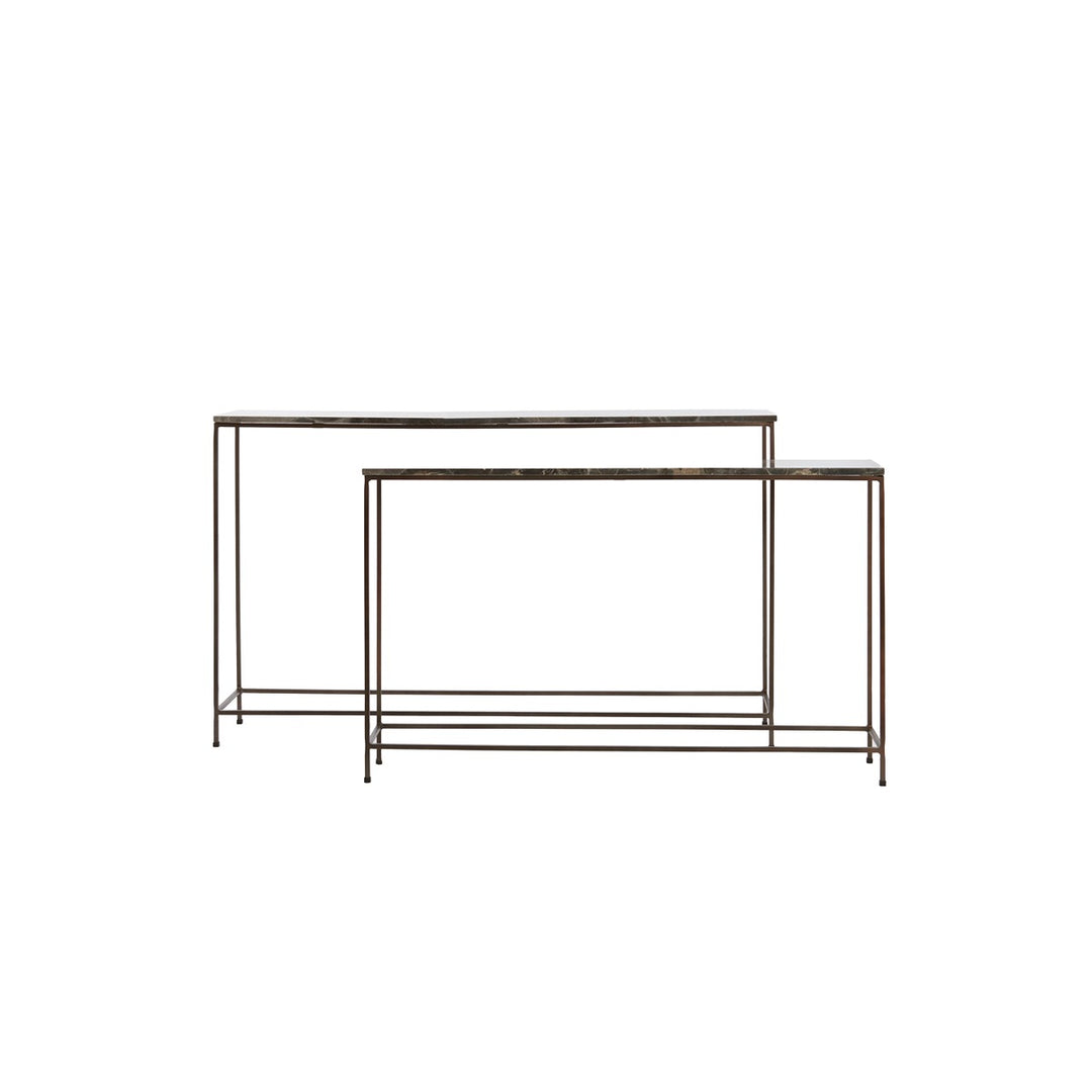 Morena Set of 2 Console Tables - Brown Marble Light & Living 1
