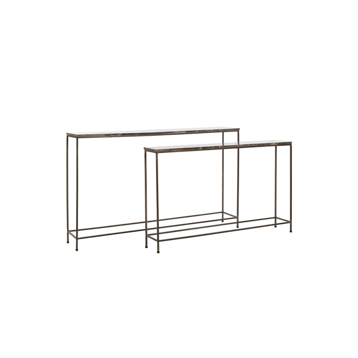 Morena Set of 2 Console Tables - Brown Marble Light & Living 2
