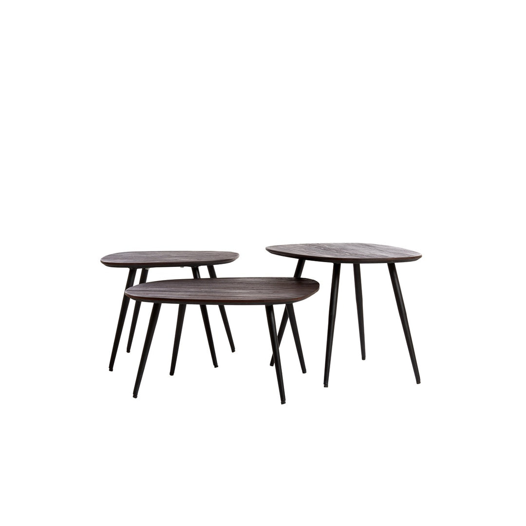 Viejo Set of 3 Wooden Nesting Coffee Tables - Brown Light & Living 1