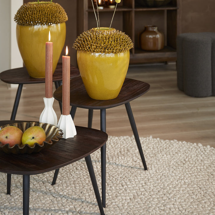 Viejo Set of 3 Wooden Nesting Coffee Tables - Brown Light & Living 2
