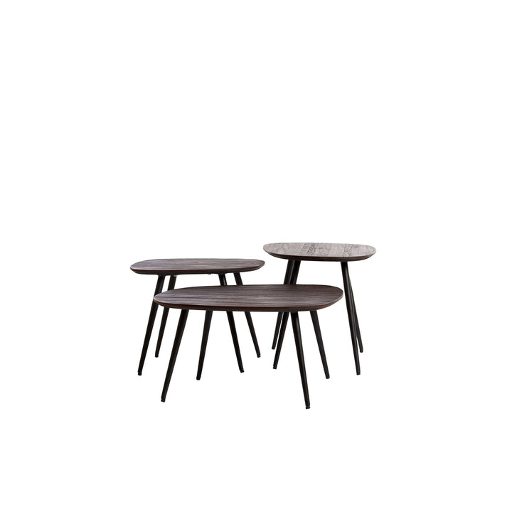 Viejo Set of 3 Wooden Nesting Coffee Tables - Brown Light & Living 3
