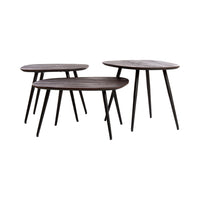 Light & Living Set of 3 Viejo Brown Wood & Black Coffee Tables