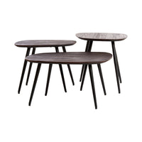 Light & Living Set of 3 Viejo Brown Wood & Black Coffee Tables