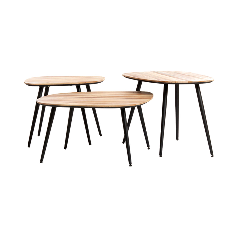 Light & Living Set of 3 Viejo Natural Wood & Black Coffee Tables