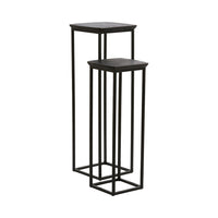 Light & Living Set of 2 Quenza Pillars - Acacia Wood & Black