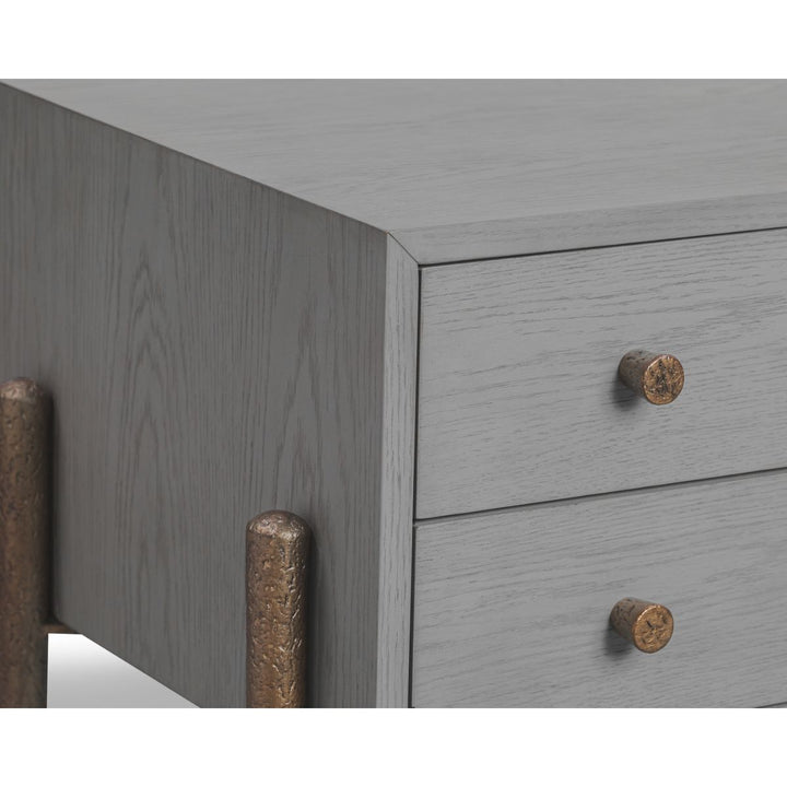 Nella Bedside Table - London Fog & Hammered Dark Bronze