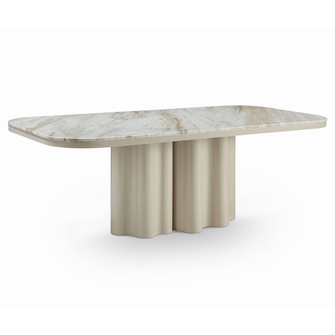 Corinthian Large Natural Marble Dining Table - Gloss Ivory