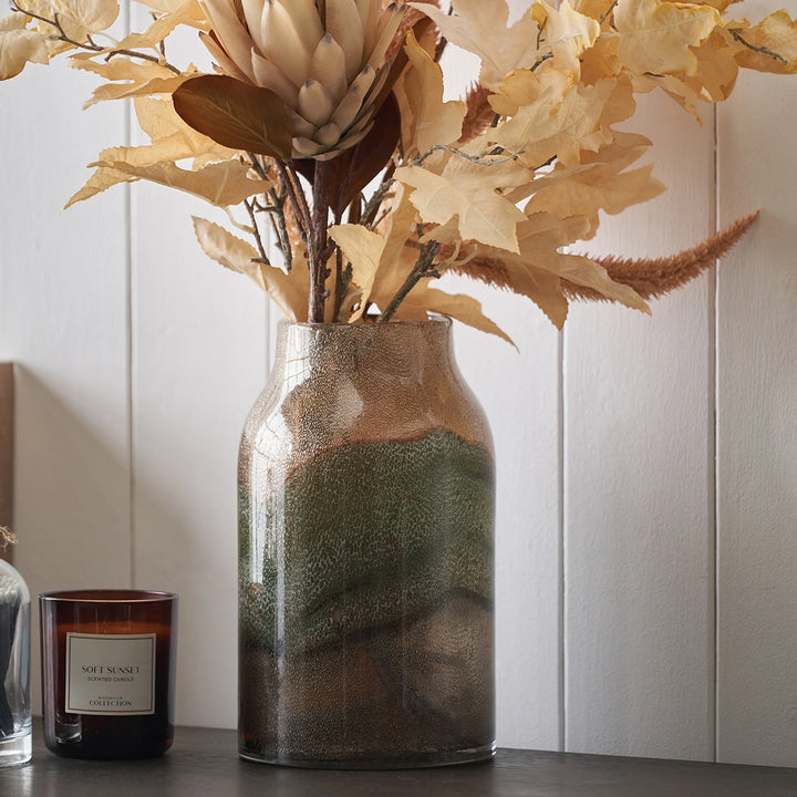 Valtellina Brown & Green Glass Vase
