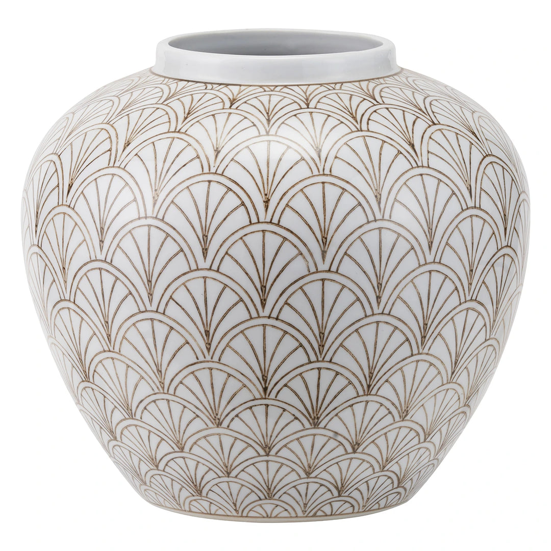 Barbier Art Deco Fan Ceramic Vase - White