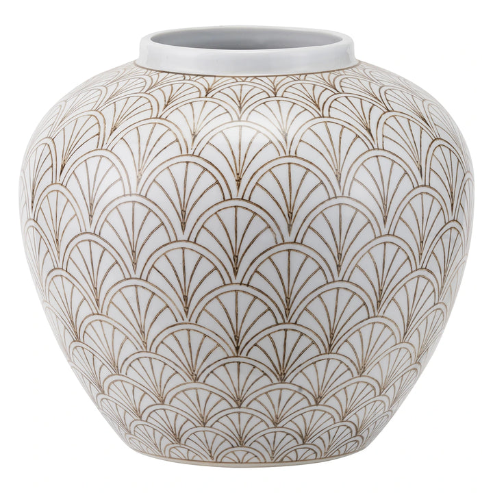 Barbier Art Deco Fan Ceramic Vase - White