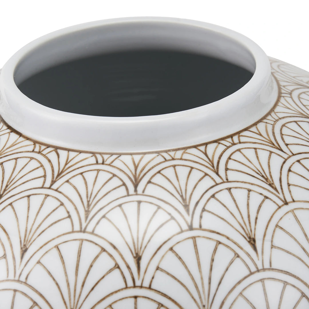 Barbier Art Deco Fan Ceramic Vase - White