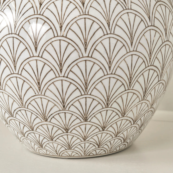 Barbier Art Deco Fan Ceramic Vase - White
