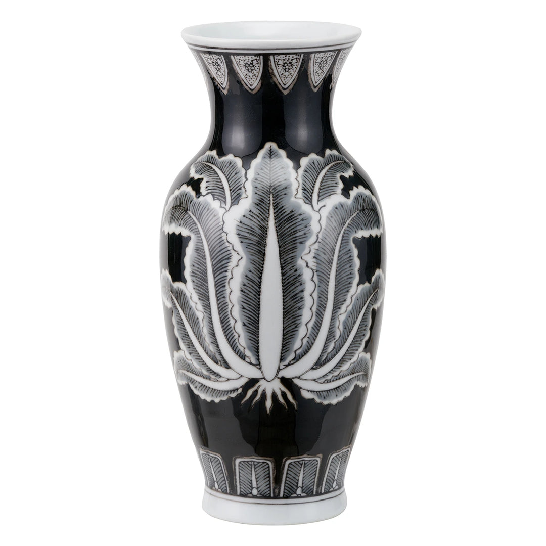 Asteria Feather Ceramic Urn Vase - Black