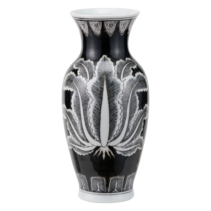 Asteria Feather Ceramic Urn Vase - Black