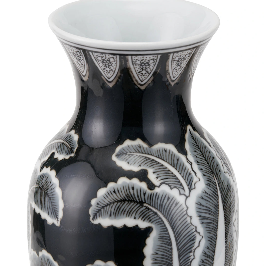 Asteria Feather Ceramic Urn Vase - Black