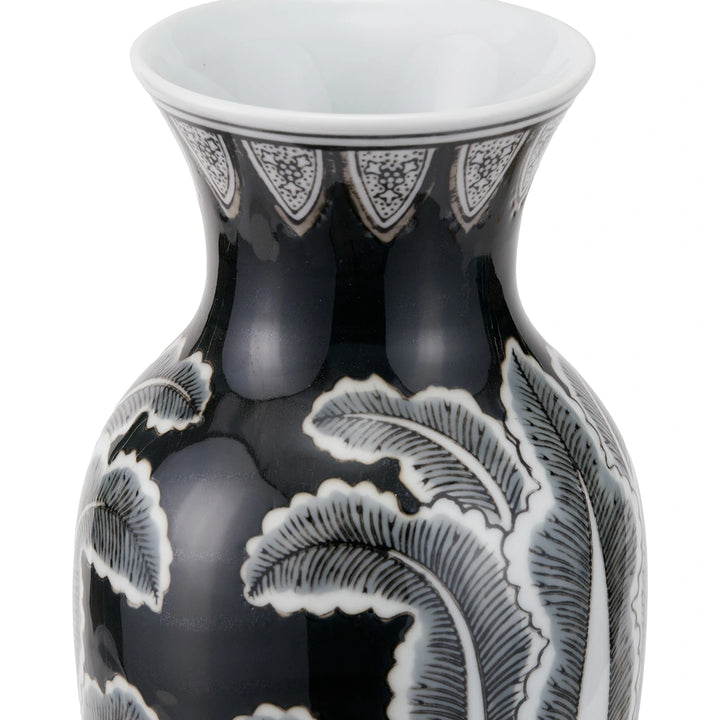 Asteria Feather Ceramic Urn Vase - Black
