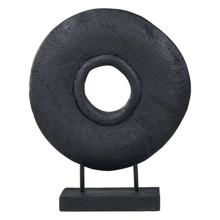 Handcarved Mango Wood Circular Ornament - Black