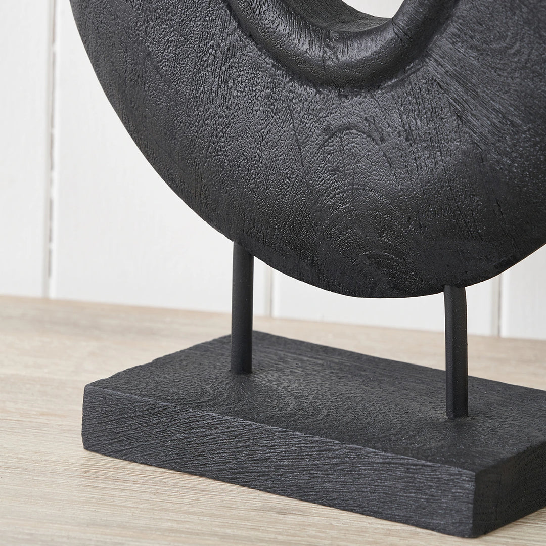 Handcarved Mango Wood Circular Ornament - Black