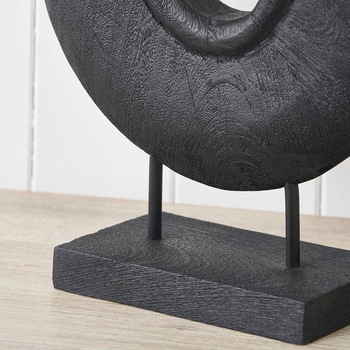 Handcarved Mango Wood Circular Ornament - Black
