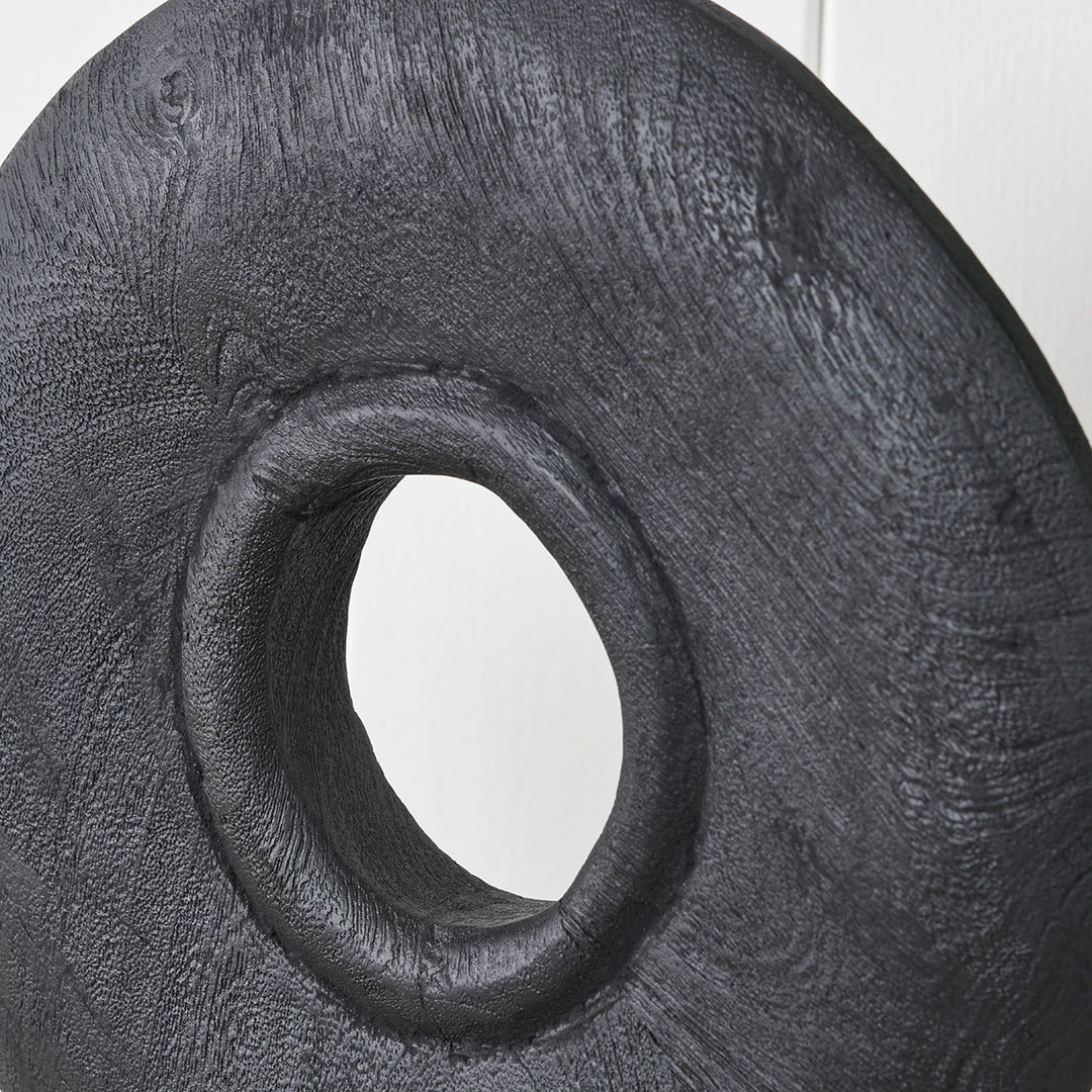 Handcarved Mango Wood Circular Ornament - Black