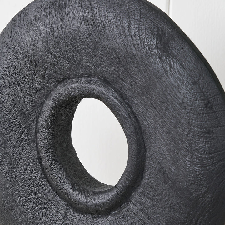 Handcarved Mango Wood Circular Ornament - Black