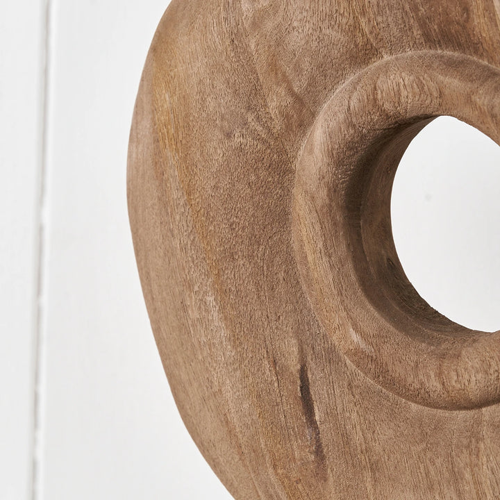 Handcarved Mango Wood Circular Ornament - Natural