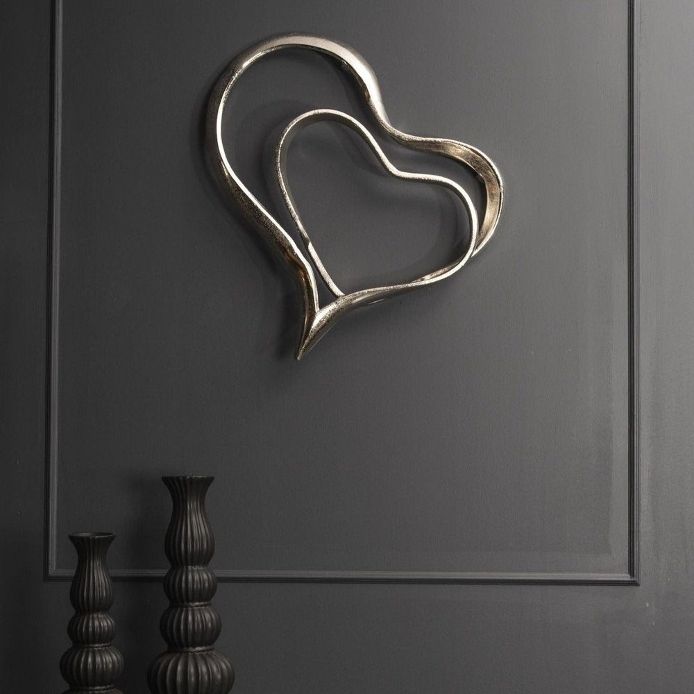Libra Interiors Abstract Heart Wall Sculpture in Silver