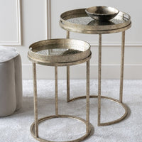 Libra Interiors Set of 2 Vienna Diamond Side Tables Antique Gold