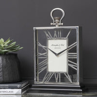 Libra Interiors Skeletal Mantel Clock Silver And Black