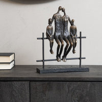 Libra Interiors Duxford Antique Bronze Bench Family of Four Sculpture