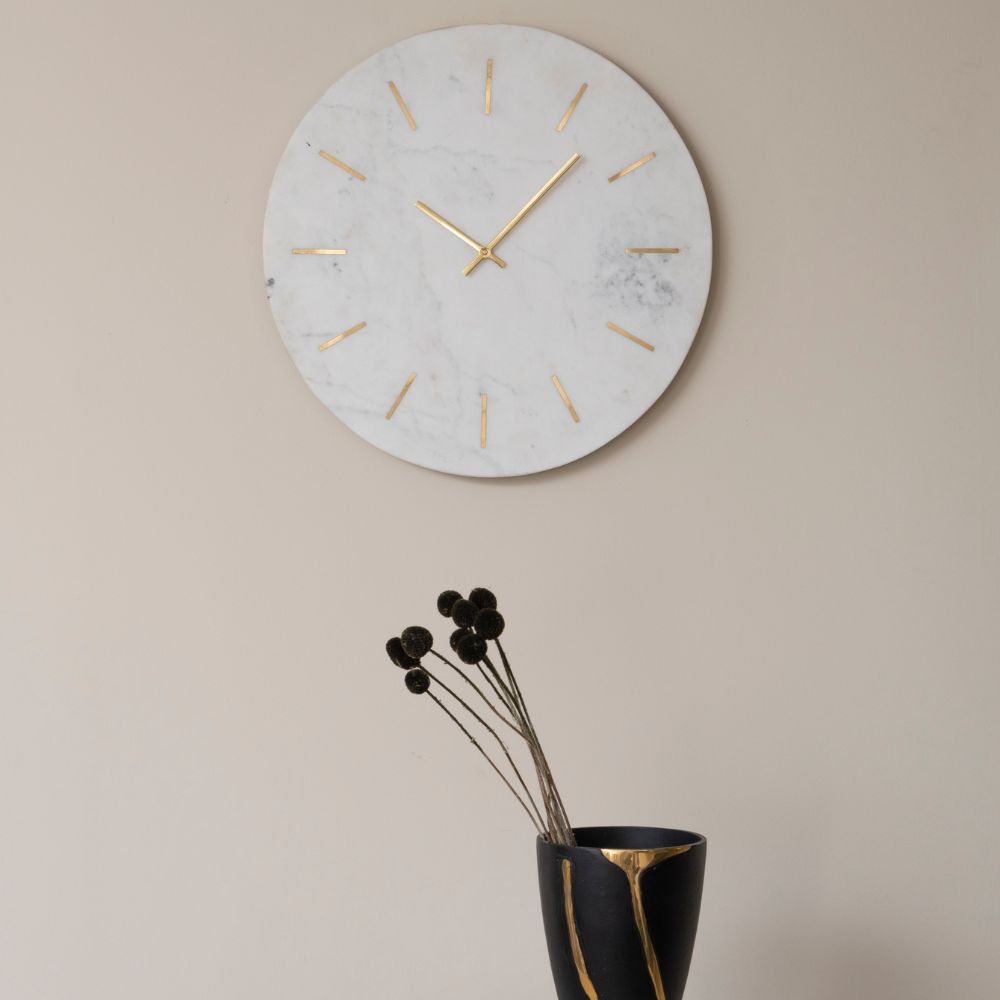 Marble + Brass Wall Clock