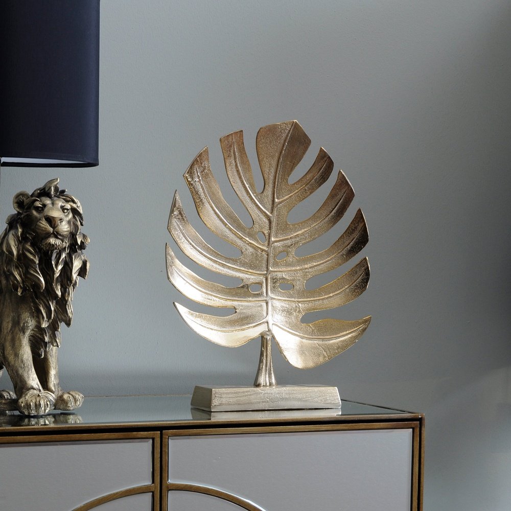 Libra Interiors Monstera Aluminium Sculpture Gold Leaf