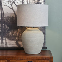 Libra Interiors Baslow Etched Grey Large Ceramic Table Lamp