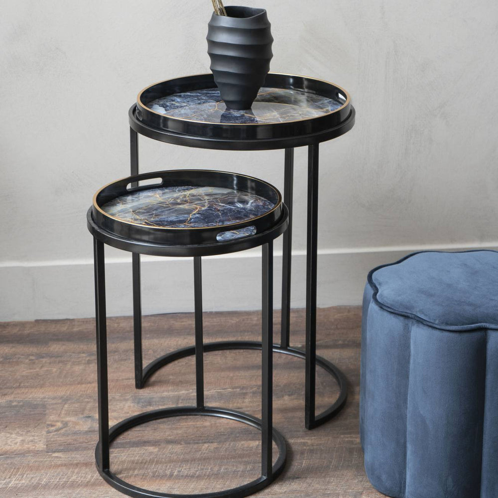 Vesuvius Set of 2 Side Tables - Black & Gold Libra 2