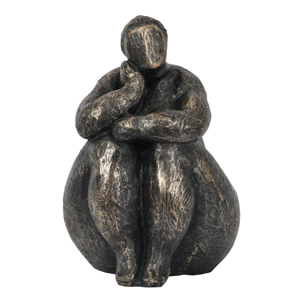  Olivia's-Libra Calm Neutral Collection - Athena Contemplating Feminine Form Resin Sculpture-Gold  621 
