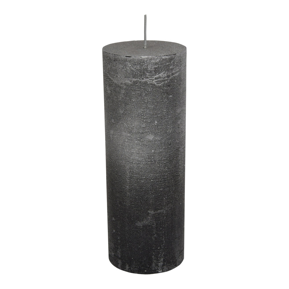 Libra Interiors Black And Silver Ombre Pillar Candle 7X19 cm
