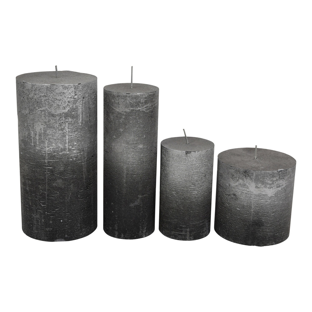 Libra Interiors Black And Silver Ombre Pillar Candle 7X19 cm