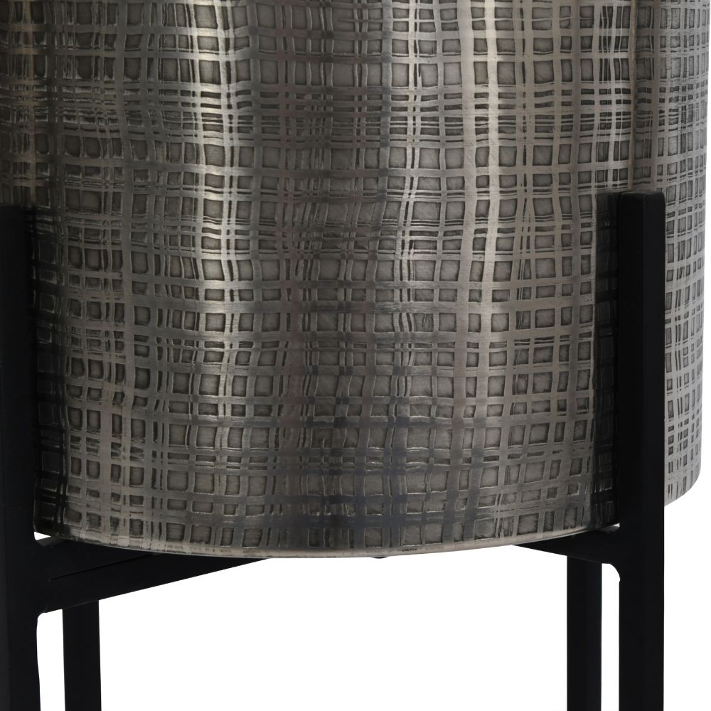Clyde Set of 2 Floor Standing Planters - Nickel & black Libra 3