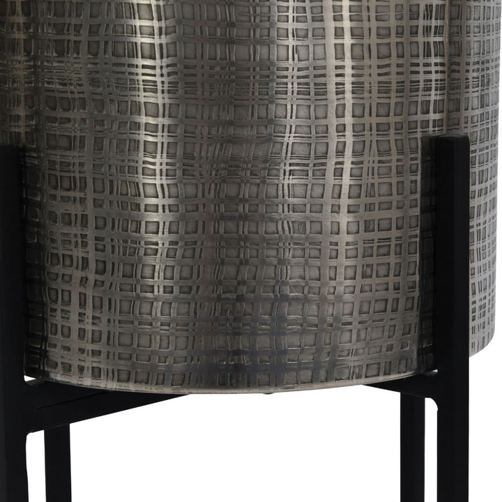Clyde Set of 2 Floor Standing Planters - Nickel & black Libra 3