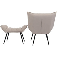 Libra Interiors Chrishall Occasional Chair with Footstool in Oatmeal Fabric