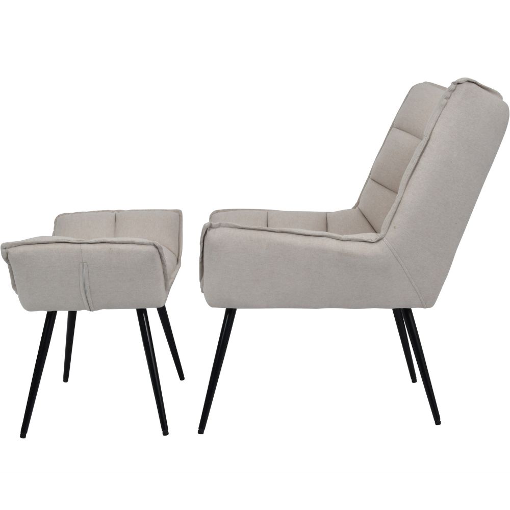 Libra Interiors Chrishall Occasional Chair with Footstool in Oatmeal Fabric