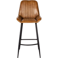 Libra Interiors Pair of Pembroke Leather Bar Stools in Cognac