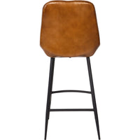 Libra Interiors Pair of Pembroke Leather Bar Stools in Cognac